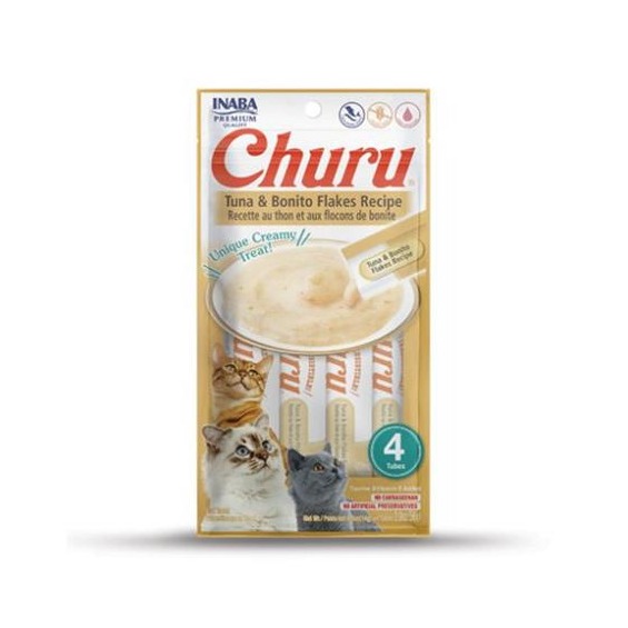Pamlsok Inaba Churu Pyré cat Tuniak s bonito vločkami 4 tuby 56 g